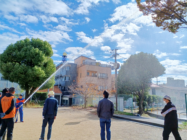 安西学区、一番町地区防災訓練